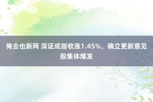 俺去也新网 深证成指收涨1.45%，确立更新意见股集体爆发