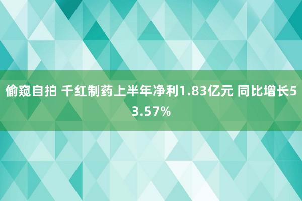 偷窥自拍 千红制药上半年净利1.83亿元 同比增长53.57%