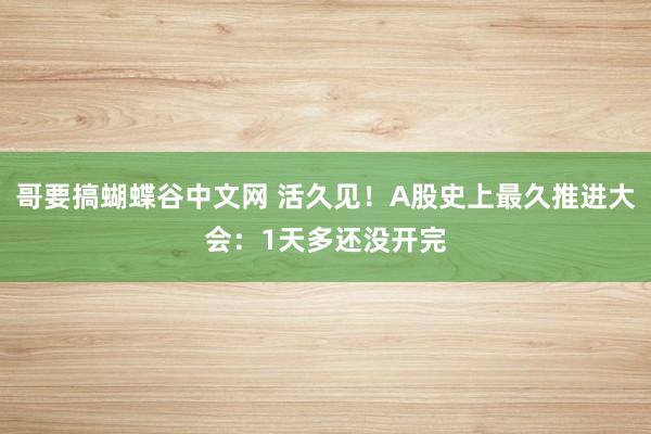 哥要搞蝴蝶谷中文网 活久见！A股史上最久推进大会：1天多还没开完